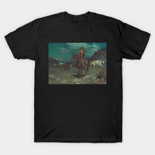 Cowboy Smoking At Night - Vintage Western American Art T-Shirt